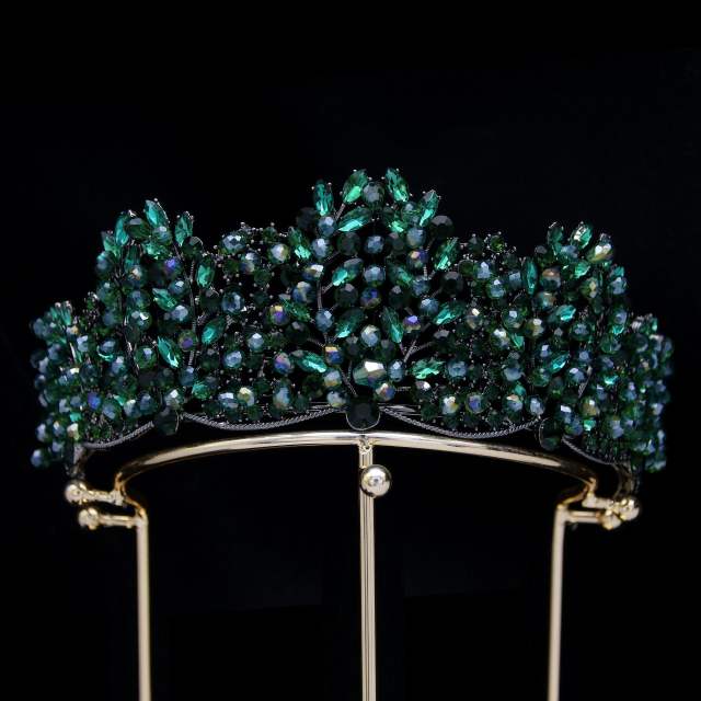 Elegant luxury handmade colorful crystal women crown