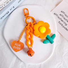 Creative candy color acrylic flower keychain