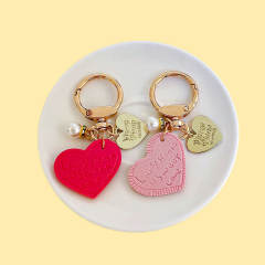 Creative colorful leather heart keychain