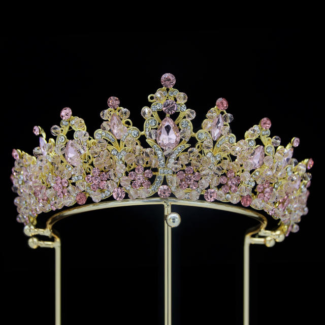 Baroque colorful crystal women crown