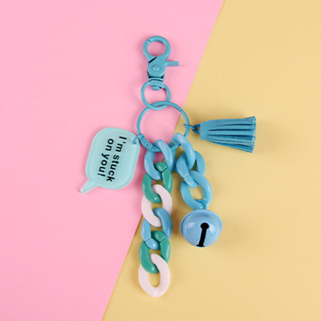 Creative colorful acrylic chain bell keychain