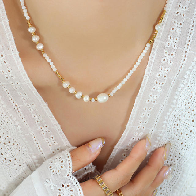 French trend elegant pearl bead choker necklace