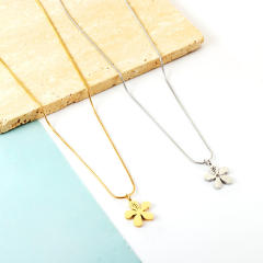 Concise stainless steel bar daisy flower necklace