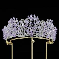 Elegant luxury handmade colorful crystal women crown