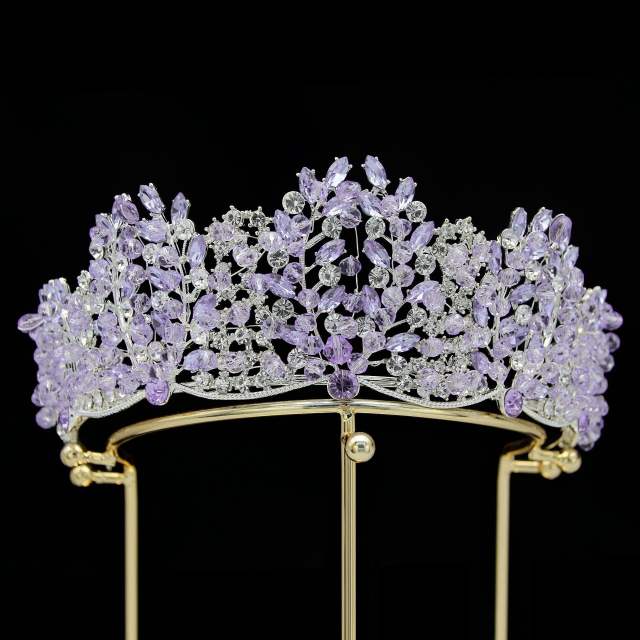 Elegant luxury handmade colorful crystal women crown