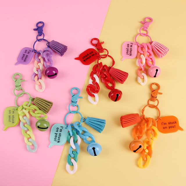 Creative colorful acrylic chain bell keychain