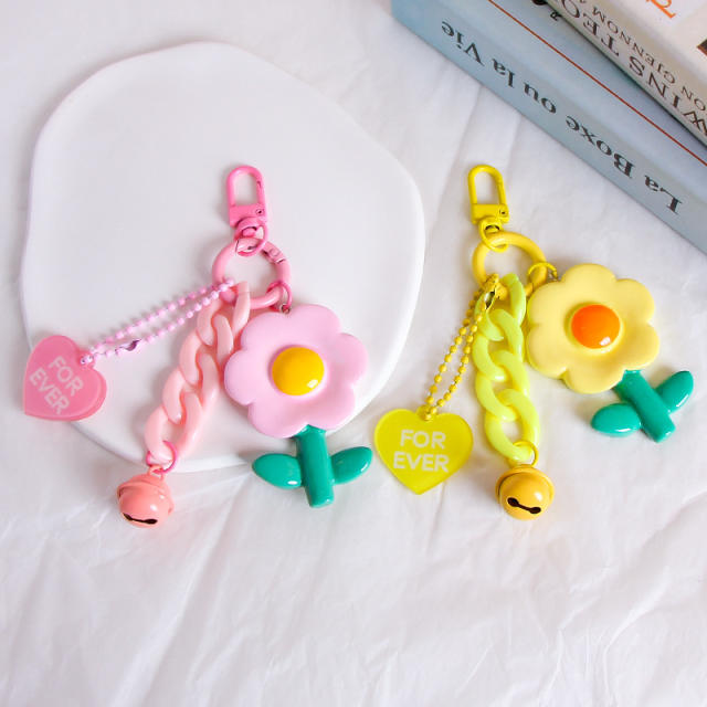 Creative candy color acrylic flower keychain