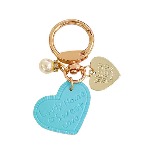 Creative colorful leather heart keychain