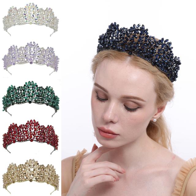 Elegant luxury handmade colorful crystal women crown