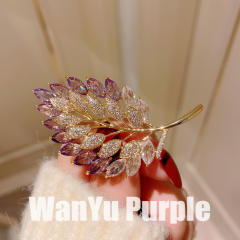 Elegant amethyst statement leaf design brooch