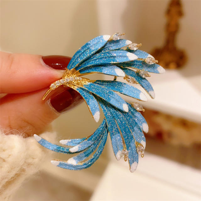 Chinese trend blue color peacock brooch
