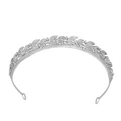 Korean fashion pave setting diamond leaf crown