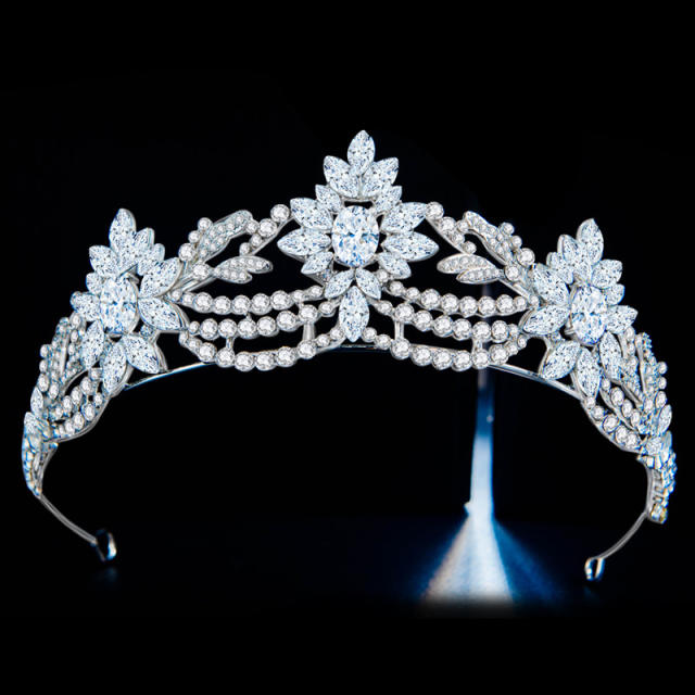 AAA cubic zircon flower wedding crown