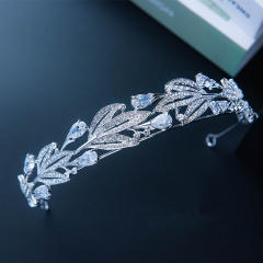 Occident fashion cubic zircon leaf crown of wedding