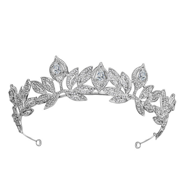 Korean fashion diamond leaf design wedding crown