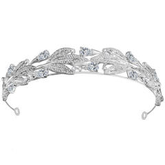 Occident fashion cubic zircon leaf crown of wedding