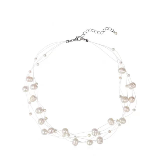 Water pearl transparent line choker necklace for women