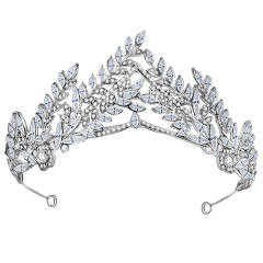 Occident fashion cubic zircon leaf design crown