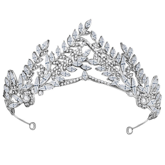 Occident fashion cubic zircon leaf design crown