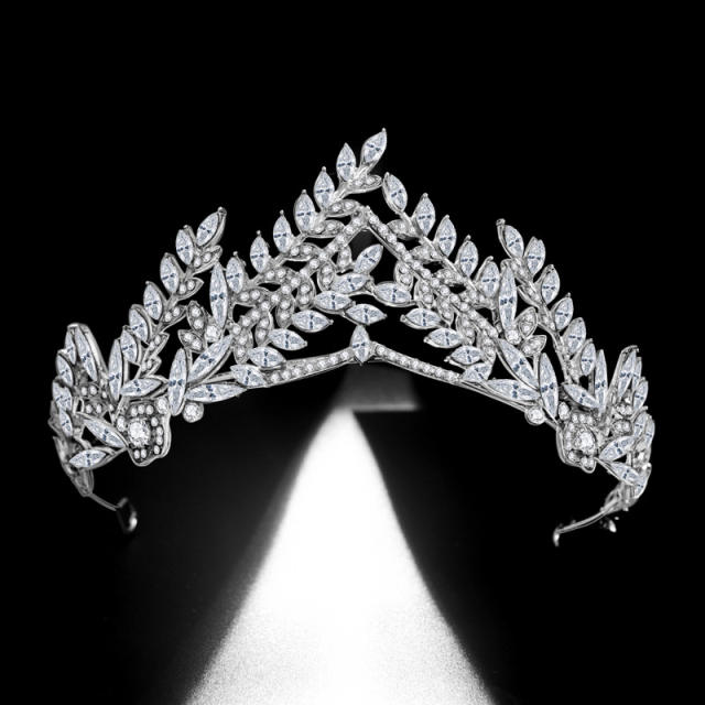 Occident fashion cubic zircon leaf design crown