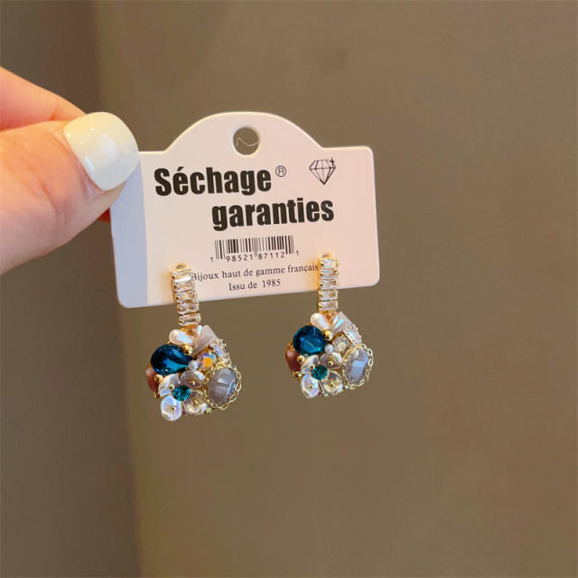 Luxury handmade cubic zircon flower earrings