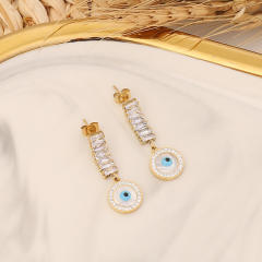 Personality enamel evil eye stainless steel earrings