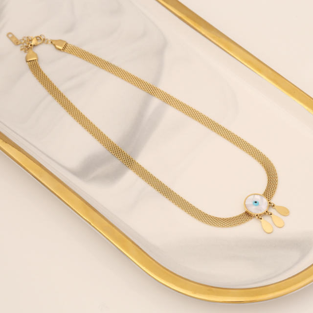Personality evil eye stainless steel necklace