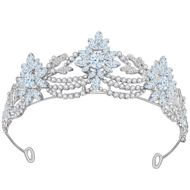 AAA cubic zircon flower wedding crown