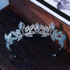 Korean fashion diamond leaf design wedding crown