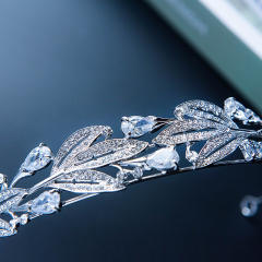 Occident fashion cubic zircon leaf crown of wedding