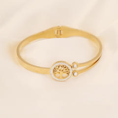 Butterfly heart symbol stainless steel bangle