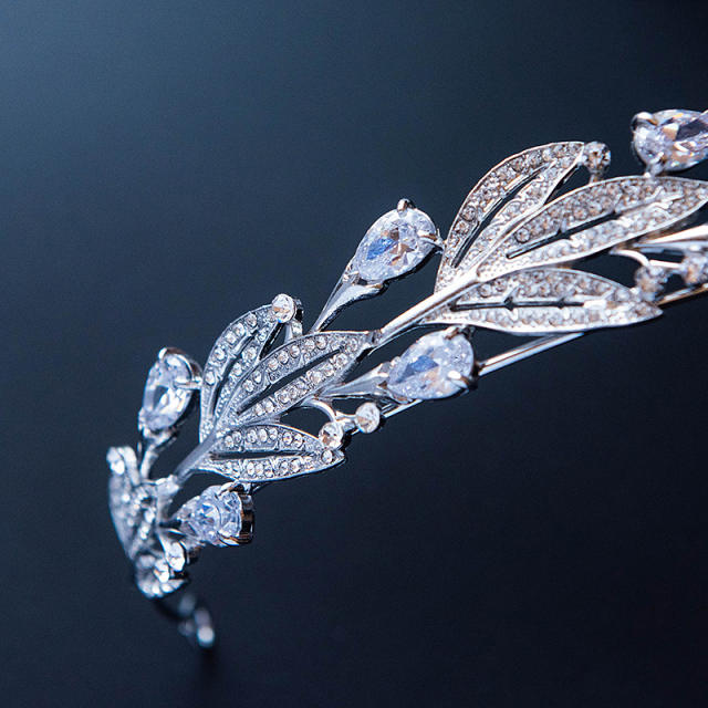 Occident fashion cubic zircon leaf crown of wedding