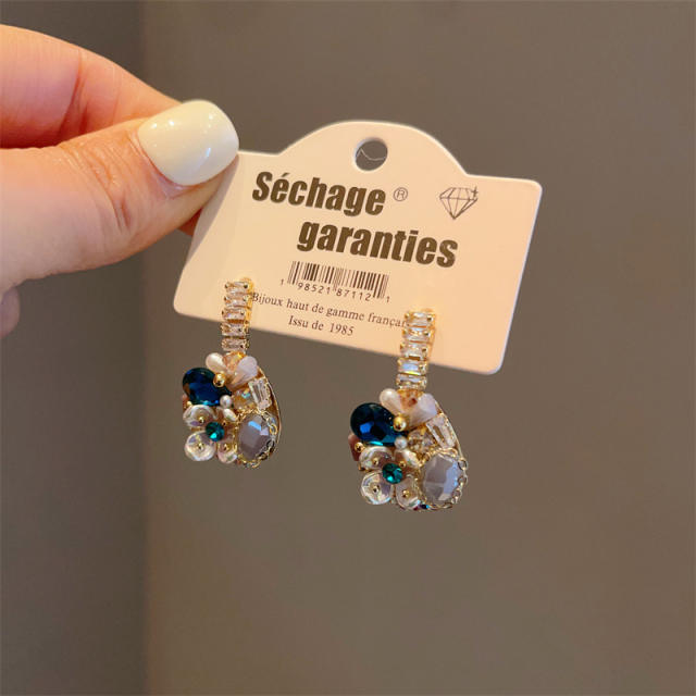 Luxury handmade cubic zircon flower earrings