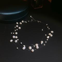 Water pearl transparent line choker necklace for women