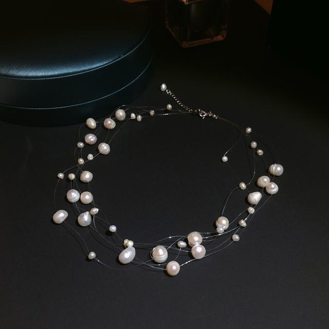 Water pearl transparent line choker necklace for women
