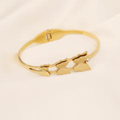 Butterfly heart symbol stainless steel bangle