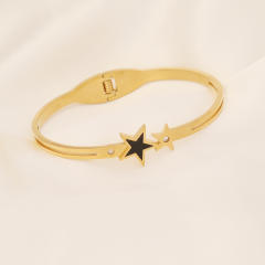 Butterfly heart symbol stainless steel bangle