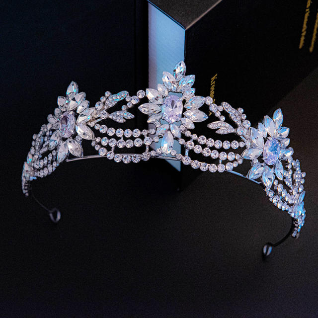 AAA cubic zircon flower wedding crown
