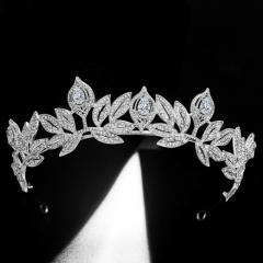 Korean fashion diamond leaf design wedding crown
