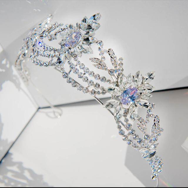 AAA cubic zircon flower wedding crown
