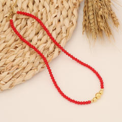 Spring design colorful bead choker necklace