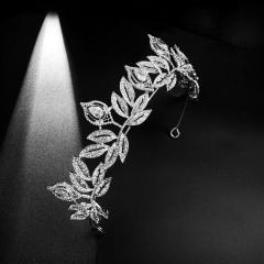 Korean fashion diamond leaf design wedding crown