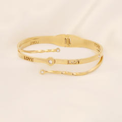 Butterfly heart symbol stainless steel bangle