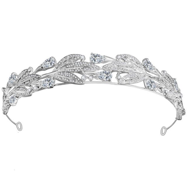 Occident fashion cubic zircon leaf crown of wedding