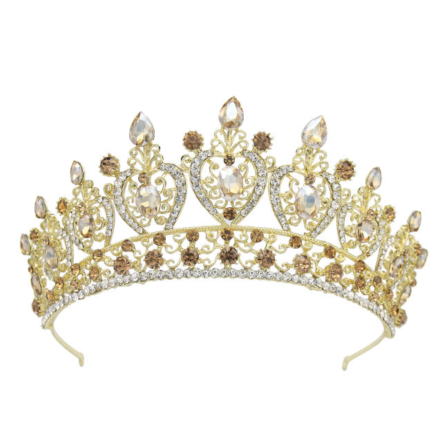 Luxury handmade color glass crystal statement crown