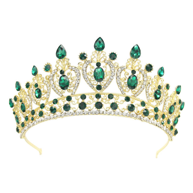 Luxury handmade color glass crystal statement crown