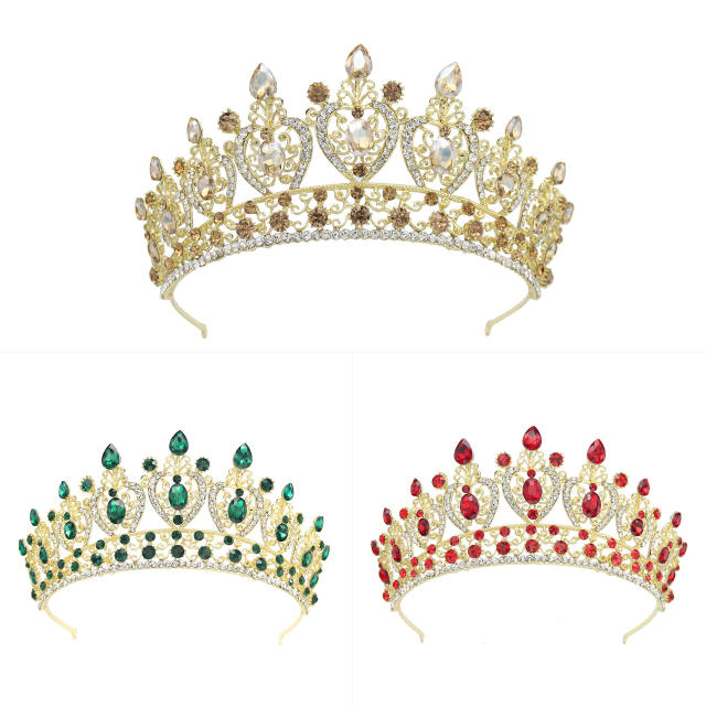 Luxury handmade color glass crystal statement crown