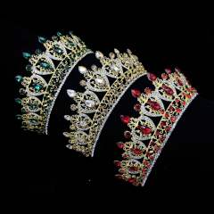 Luxury handmade color glass crystal statement crown