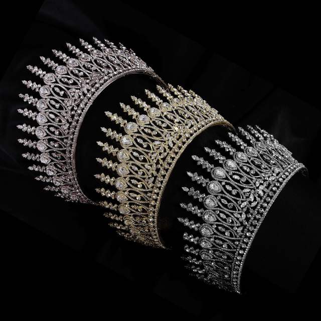 Luxury handmade cubic zircon pave setting crown