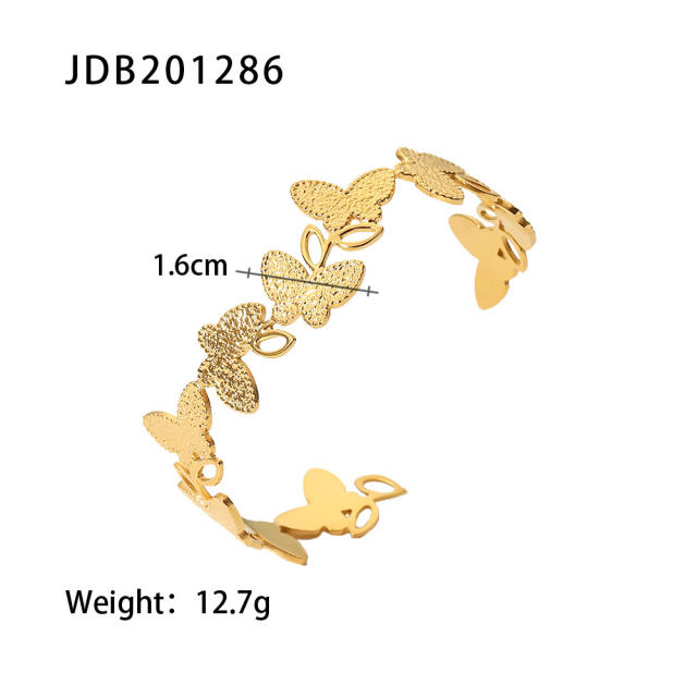 INS popular diamond butterfly stainless steel bangle